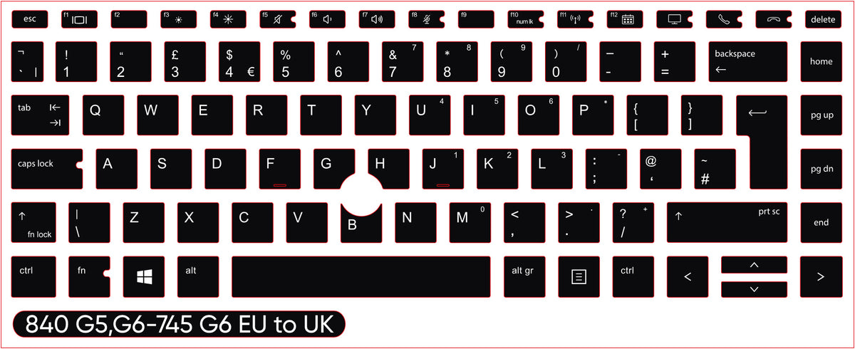 SticKeys for HP EliteBook 840 845 G5, G6, / 745 G6 / HP Studio x360 G5