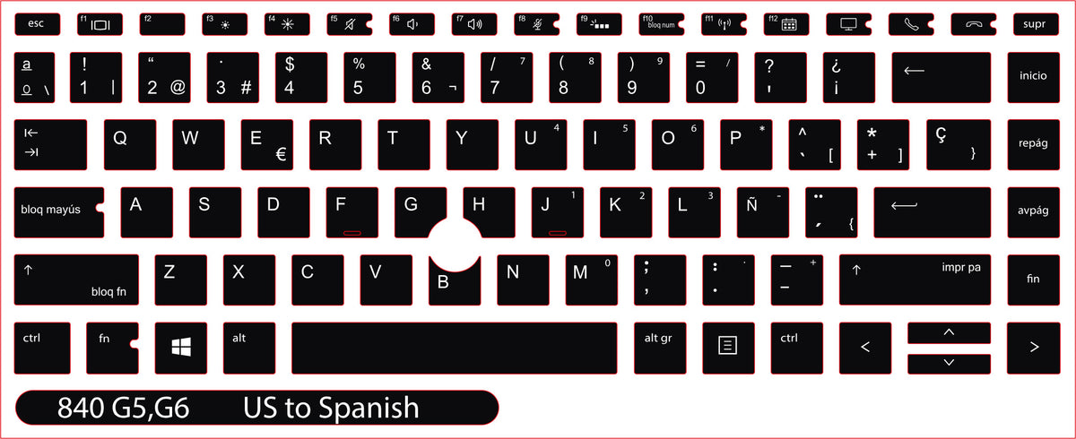 SticKeys for HP EliteBook 840 845 G5, G6, / 745 G6 / HP Studio x360 G5