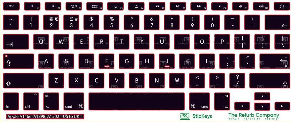 SticKeys® for Apple Macbook Pro A1398, A1502 / Apple Macbook Air 13" A1466