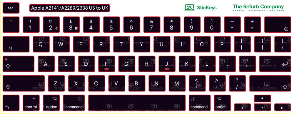 SticKeys® for Apple Macbook Pro 16,2 A2141, A2289, A2338