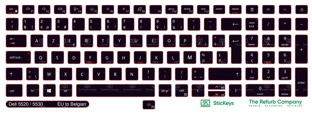 SticKeys® for Dell Latitude 5520, 5530, 5540, 5521, 5531 / Precision 3560, 3570, 3580, 3561, 3571, 3581, 7670, 7680, 7770, 7780