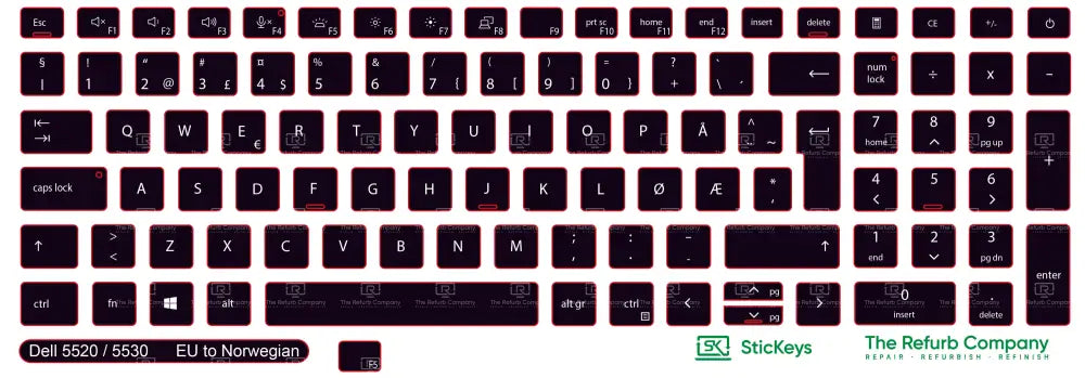 SticKeys® for Dell Latitude 5520, 5530, 5540, 5521, 5531 / Precision 3560, 3570, 3580, 3561, 3571, 3581, 7670, 7680, 7770, 7780