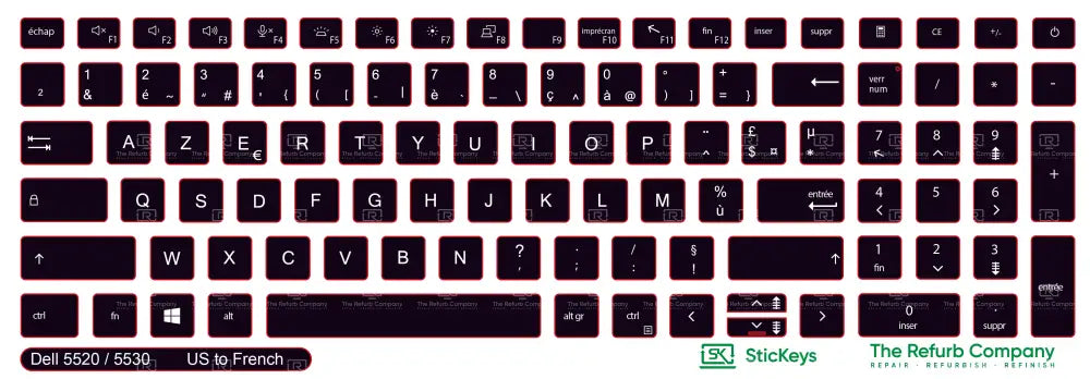 SticKeys® for Dell Latitude 5520, 5530, 5540, 5521, 5531 / Precision 3560, 3570, 3580, 3561, 3571, 3581, 7670, 7680, 7770, 7780