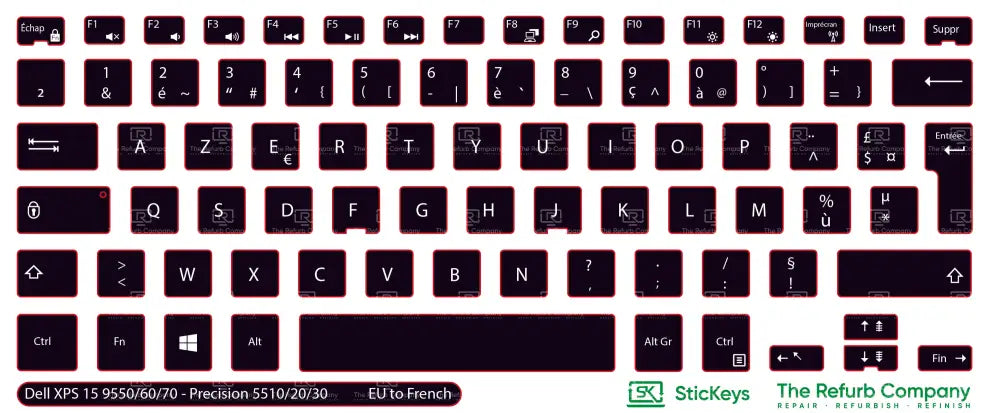 SticKeys® for Dell XPS 15 9550, 15 9560, 15 9570 - Dell Precision 5510, 5520, 5530, 5540