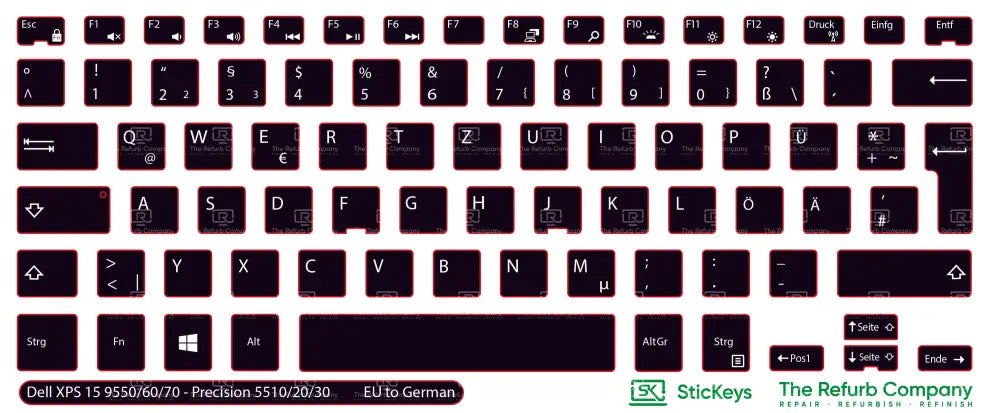 SticKeys® for Dell XPS 15 9550, 15 9560, 15 9570 - Dell Precision 5510, 5520, 5530, 5540