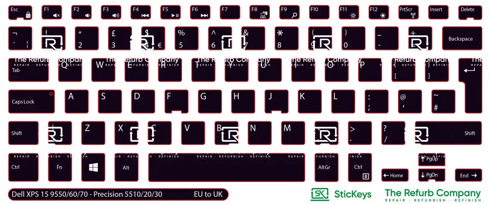 SticKeys® for Dell XPS 15 9550, 15 9560, 15 9570 - Dell Precision 5510, 5520, 5530