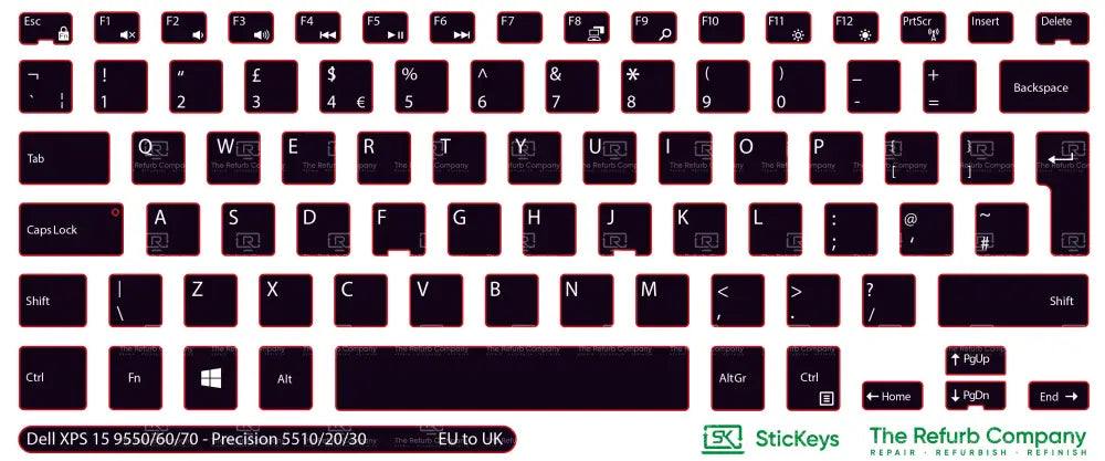 SticKeys® for Dell XPS 15 9550, 15 9560, 15 9570 - Dell Precision 5510, 5520, 5530, 5540
