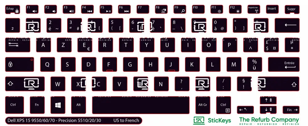 SticKeys® for Dell XPS 15 9550, 15 9560, 15 9570 - Dell Precision 5510, 5520, 5530