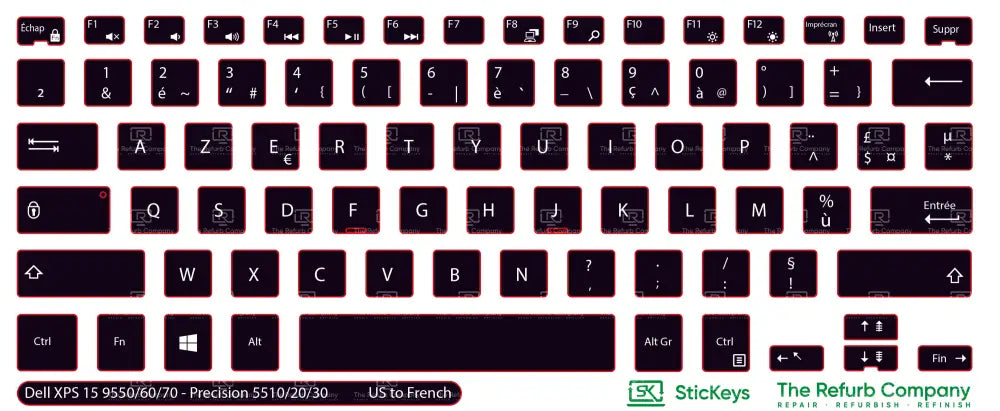 SticKeys® for Dell XPS 15 9550, 15 9560, 15 9570 - Dell Precision 5510, 5520, 5530, 5540