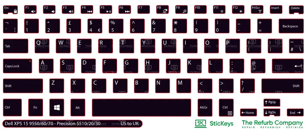 SticKeys® for Dell XPS 15 9550, 15 9560, 15 9570 - Dell Precision 5510, 5520, 5530, 5540