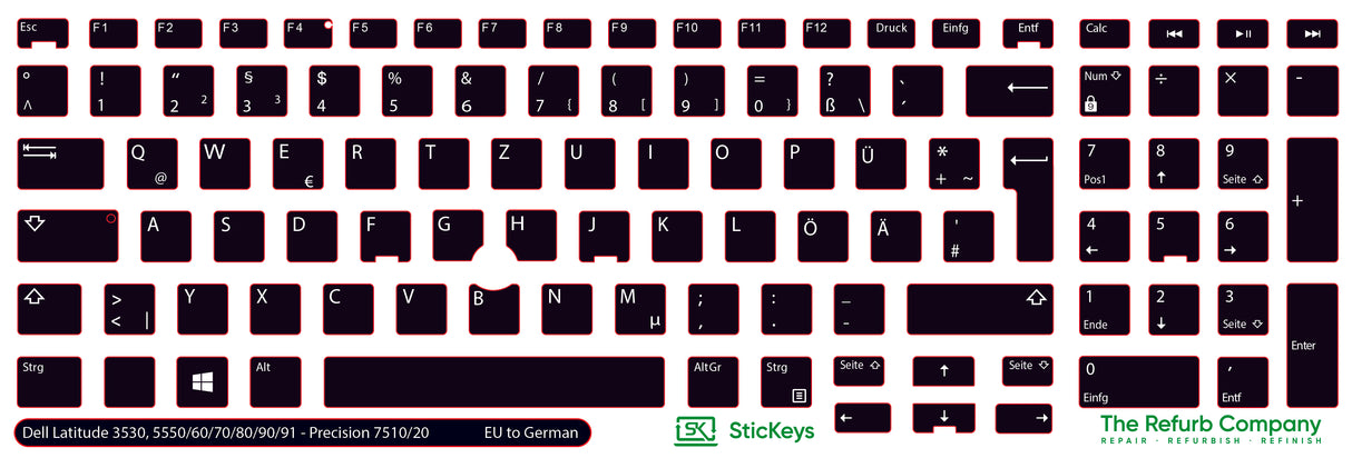 SticKeys® for Dell Latitude 3530, 5550, 5570, 5580, 5590, 5591 / Dell Precision 7510, 7520