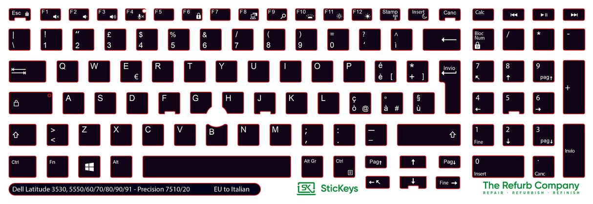SticKeys® for Dell Latitude 3530, 5550, 5570, 5580, 5590, 5591 / Dell Precision 7510, 7520