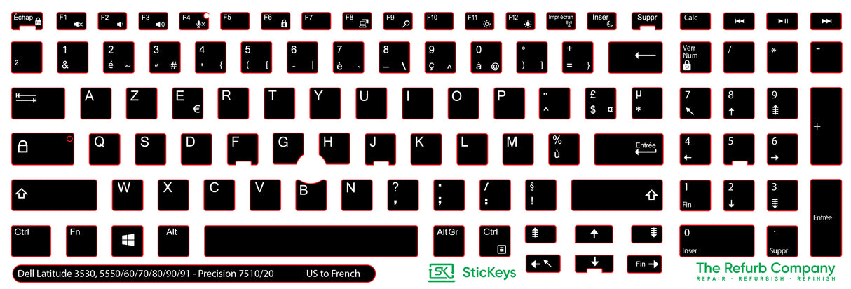 SticKeys® for Dell Latitude 3530, 5550, 5570, 5580, 5590, 5591 / Dell Precision 7510, 7520