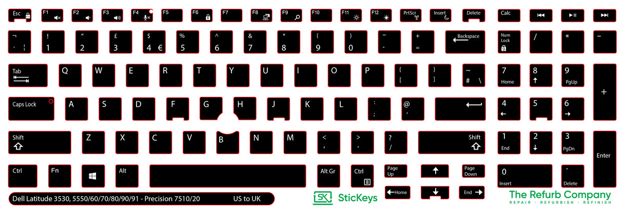 SticKeys® for Dell Latitude 3530, 5550, 5570, 5580, 5590, 5591 / Dell Precision 7510, 7520