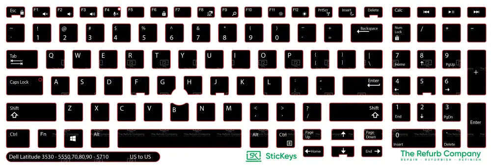 SticKeys® for Dell Latitude 3530, 5550, 5570, 5580, 5590, 5591 / Dell Precision 7510, 7520