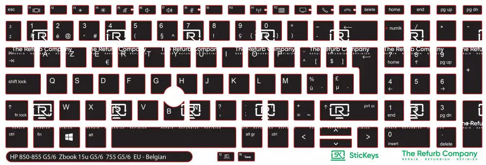 SticKeys® for HP Elitebook 855, 755 G5,755 G6, 850 G5, 850 G6, 855 G5, 855 G6 - HP Zbook 15u G5, 15u G6