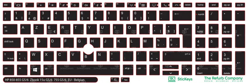 SticKeys® for HP Elitebook 855, 755 G5,755 G6, 850 G5, 850 G6, 855 G5, 855 G6 - HP Zbook 15u G5, 15u G6