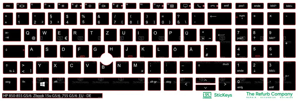SticKeys® for HP Elitebook 855, 755 G5,755 G6, 850 G5, 850 G6, 855 G5, 855 G6 - HP Zbook 15u G5, 15u G6