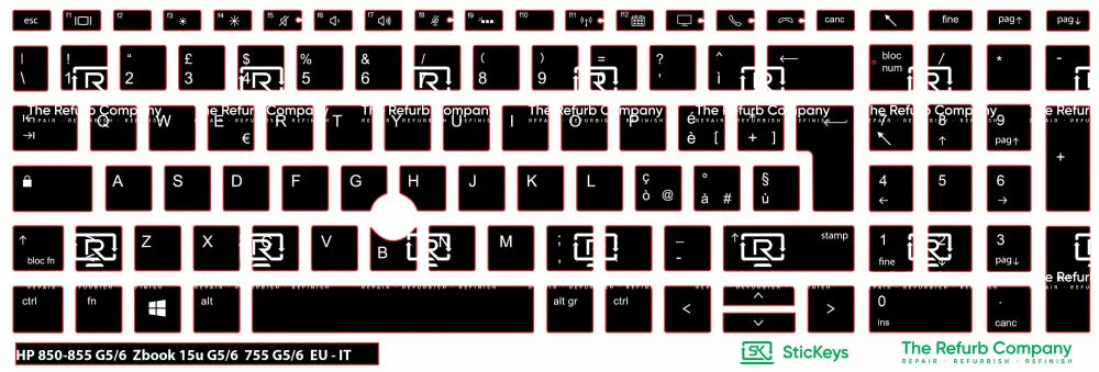 SticKeys® for HP Elitebook 855, 755 G5,755 G6, 850 G5, 850 G6, 855 G5, 855 G6 - HP Zbook 15u G5, 15u G6