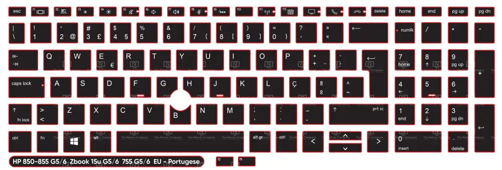 SticKeys® for HP Elitebook 855, 755 G5,755 G6, 850 G5, 850 G6, 855 G5, 855 G6 - HP Zbook 15u G5, 15u G6