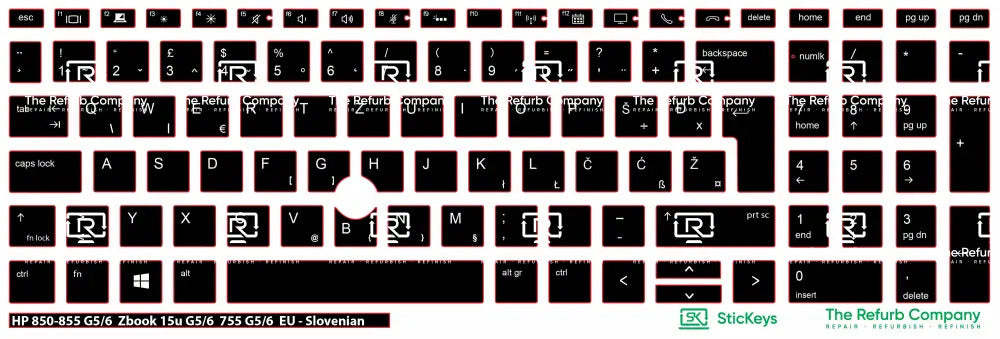 SticKeys® for HP Elitebook 855, 755 G5,755 G6, 850 G5, 850 G6, 855 G5, 855 G6 - HP Zbook 15u G5, 15u G6