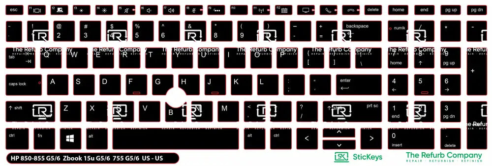 SticKeys® for HP Elitebook 855, 755 G5,755 G6, 850 G5, 850 G6, 855 G5, 855 G6 - HP Zbook 15u G5, 15u G6