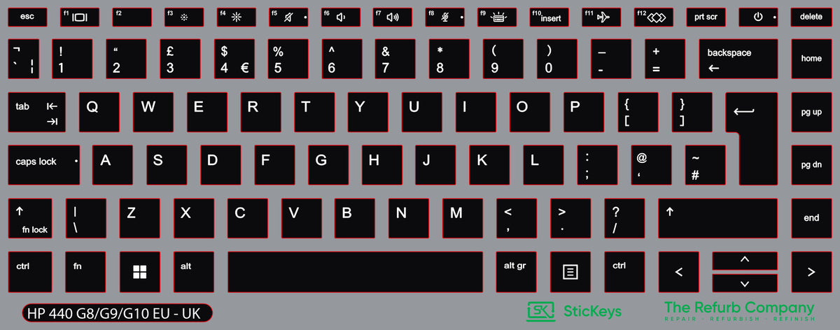 SticKeys for HP EliteBook 640 645 G9, G10 / ProBook 440 G8, G9, G10 / ProBook 445 G8, G9, G10