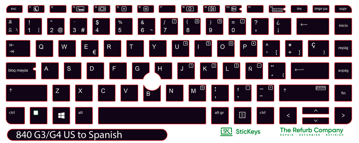 SticKeys® for HP Elitebook 840 G3, G4 / HP Probook 640 G2, G3