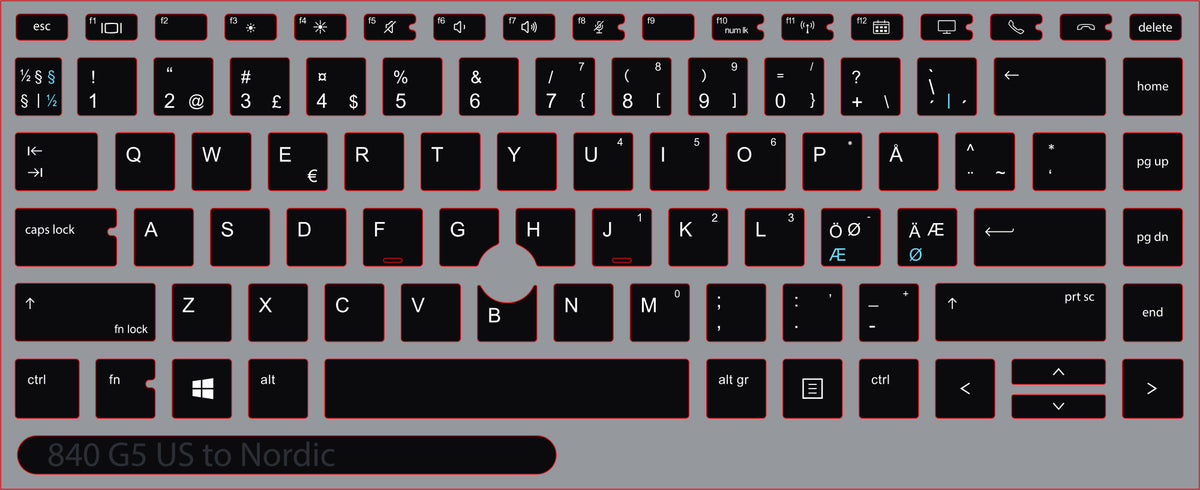 SticKeys for HP EliteBook 840 845 G5, G6, / 745 G6 / HP Studio x360 G5
