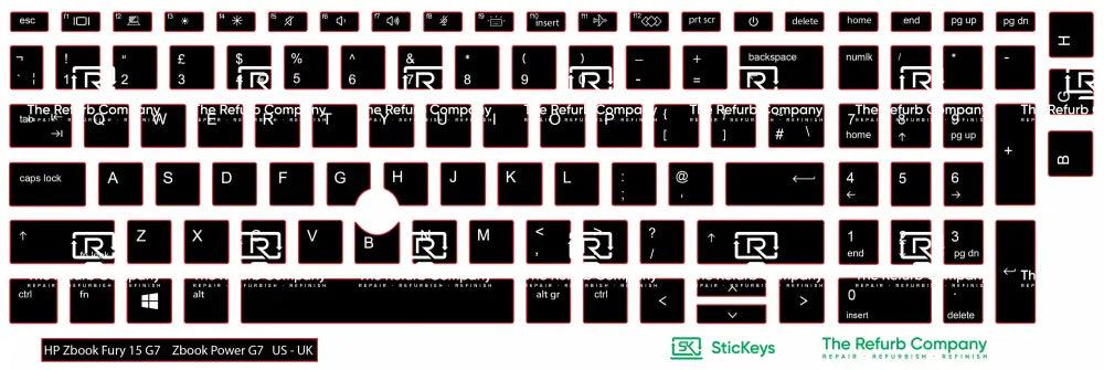 SticKeys® for HP Zbook Fury 15 G7 / ZBook Power G7, G8