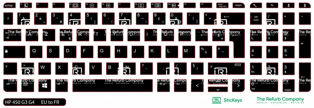 SticKeys® for HP Probook 450 G3, G4 / 455 G3, G4 / 470 G3, G4 / 650 G2, G3 / 655 G2