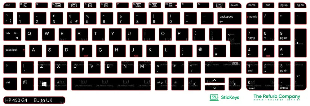 SticKeys® for HP Probook 450 G3, G4 / 455 G3, G4 / 470 G3, G4 / 650 G2, G3 / 655 G2