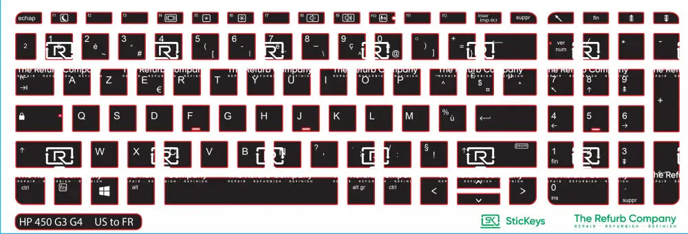SticKeys® for HP Probook 450 G3, G4 / 455 G3, G4 / 470 G3, G4 / 650 G2, G3 / 655 G2