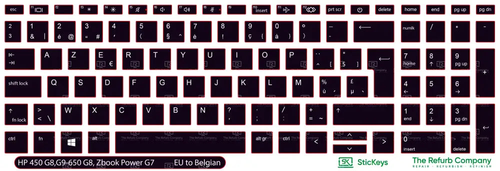 SticKeys® for HP Probook 450 G8, G9, G10 / 650 G8, G9 / HP Zbook Power G7