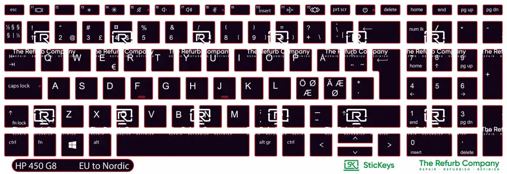 SticKeys® for HP Probook 450 G8, G9, G10 /  650 G8, G9 / HP Zbook Power G7