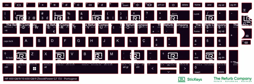 SticKeys® for HP Probook 450 G8, G9, G10 /  650 G8, G9 / HP Zbook Power G7