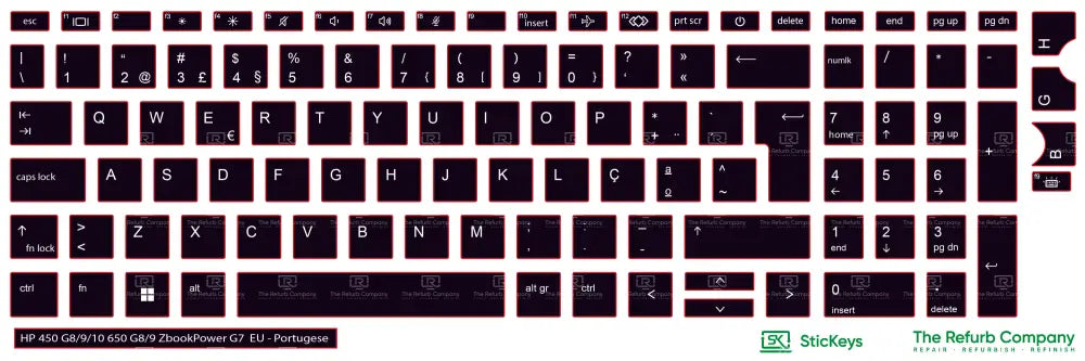 SticKeys® for HP Probook 450 G8, G9, G10 / 650 G8, G9 / HP Zbook Power G7