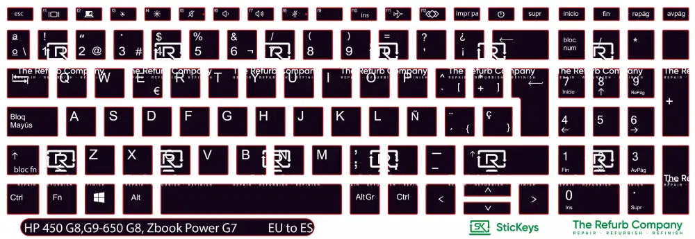 SticKeys® for HP Probook 450 G8, G9, G10 /  650 G8, G9 / HP Zbook Power G7