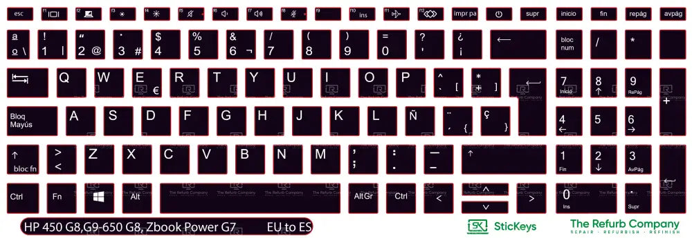 SticKeys® for HP Probook 450 G8, G9, G10 / 650 G8, G9 / HP Zbook Power G7