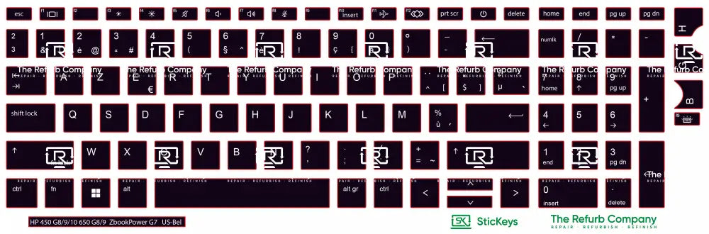 SticKeys® for HP Probook 450 G8, G9, G10 /  650 G8, G9 / HP Zbook Power G7