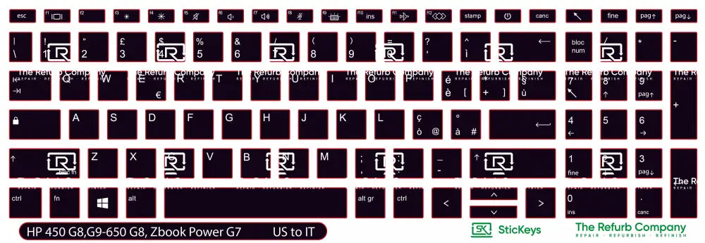 SticKeys® for HP Probook 450 G8, G9, G10 /  650 G8, G9 / HP Zbook Power G7