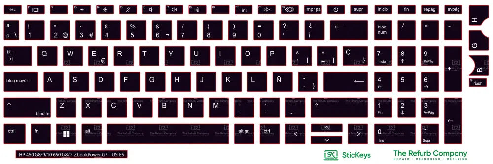 SticKeys® for HP Probook 450 G8, G9, G10 / 650 G8, G9 / HP Zbook Power G7
