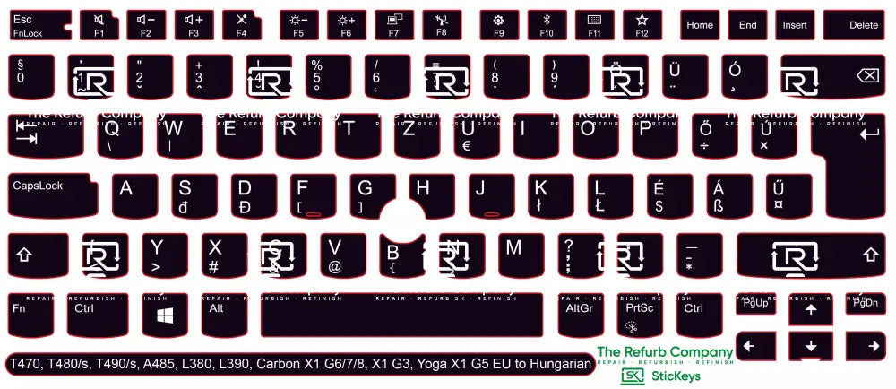 SticKeys® for Lenovo Thinkpad  L380, L390, T470, T480,  T480s,  T490, T490s / Yoga L380, A485 / Carbon X1 G6, G7, G8 /  X1 Tablet G3 / Yoga X1 G5