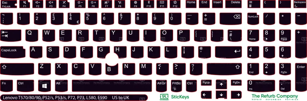 SticKeys® for Lenovo Thinkpad P52, P52s / P53, P53S / P72 / P73 / T570 / T580 / T590