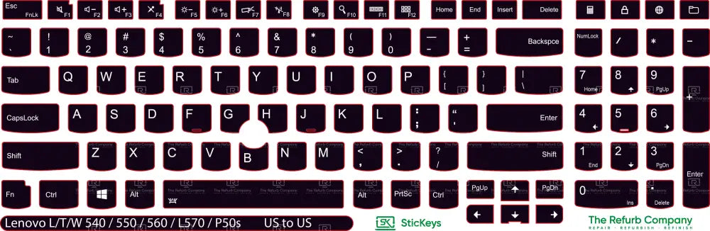 SticKeys® for Lenovo Thinkpad L570 / P50s / T540 / T550 / T560