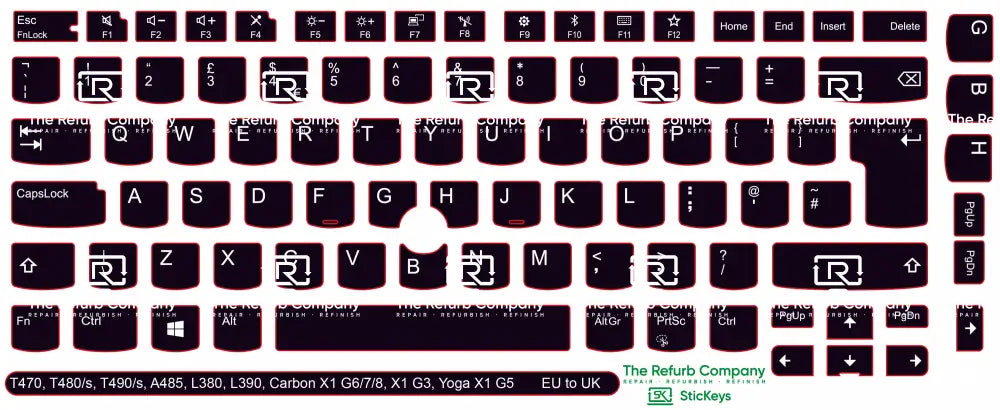 SticKeys® for Lenovo Thinkpad A485 / T470 / T470s / T480 / T480s / T490 / T490s / Yoga X1 G5 / Carbon X1 G6 / Carbon X1 G7 / Carbon X1 G8