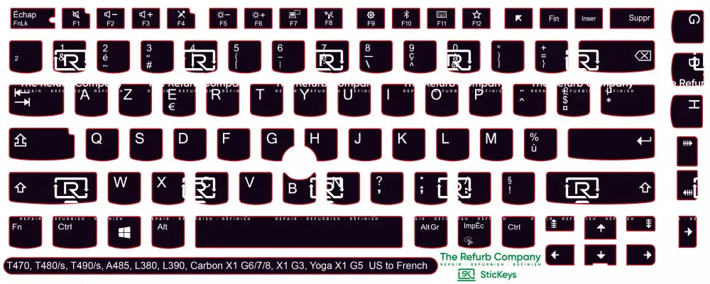 SticKeys® for Lenovo Thinkpad A485 / T470 / T470s / T480 / T480s / T490 / T490s / Yoga X1 G5 / Carbon X1 G6 / Carbon X1 G7 / Carbon X1 G8