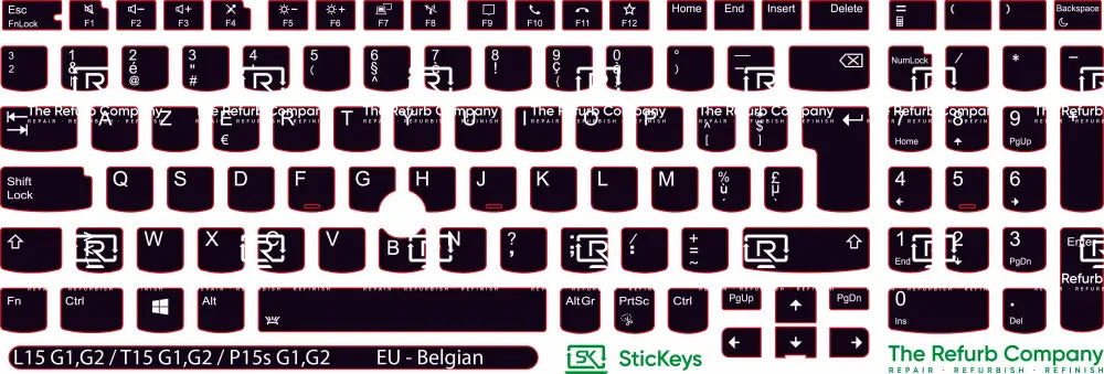 SticKeys® for Lenovo Thinkpad L15 G1, G2 / P15S G1, G2 / T15 G1, G2