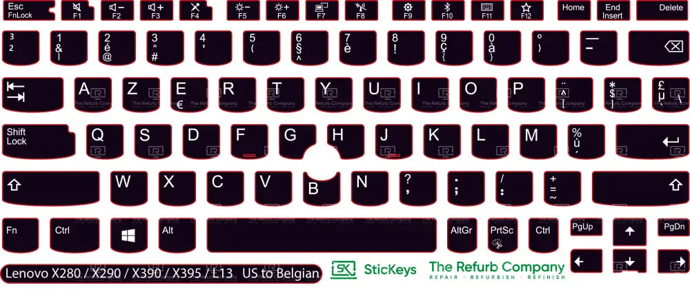 SticKeys® for Lenovo Thinkpad L13 / L13 Yoga / X280 / X390 / X395
