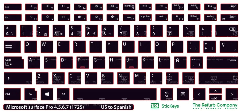 SticKeys® for Microsoft Surface Pro 1725 3, 4, 5, 6, 7